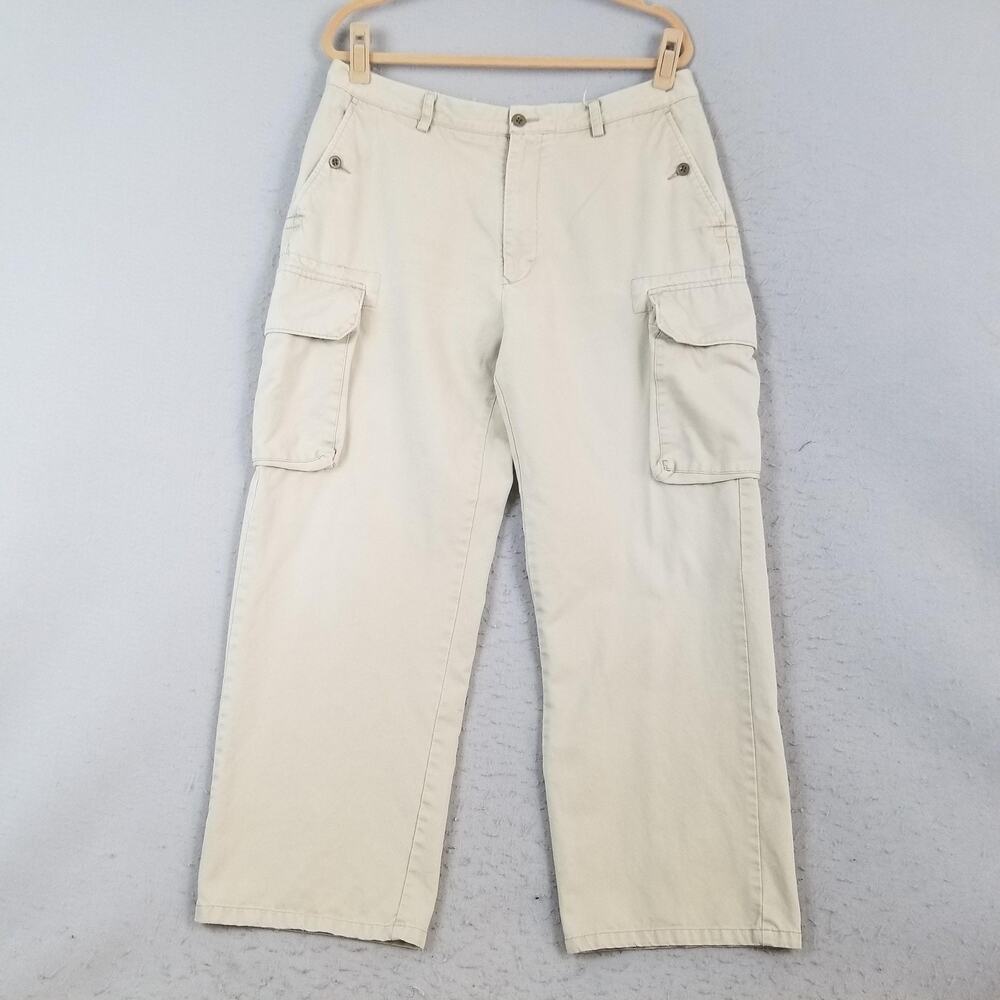 Vintage Nautica Marine Drill Pants Mens 36 Khaki Cargo Military 100% Cotton 90s